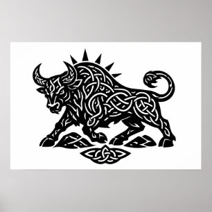 Taurus Bull Sigil — Earthbound Zodiac Inkwork Poster