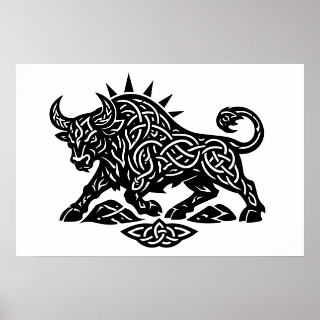 Taurus Bull Sigil — Earthbound Zodiac Inkwork Poster (Front)