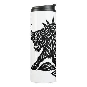 Taurus Bull Sigil — Earthbound Zodiac Inkwork Thermal Tumbler