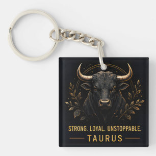 Taurus Bull Symbol Strong Loyal Astrology Gift Keychain