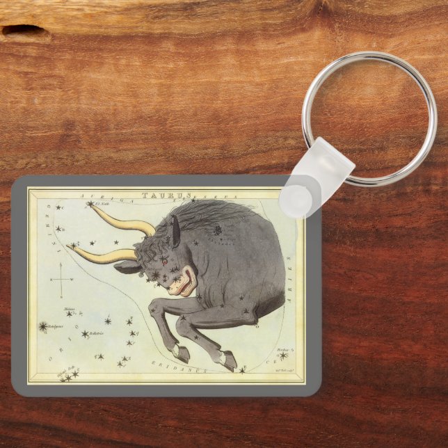 Taurus Bull, Vintage Constellation Urania's Mirror Keychain (Front)