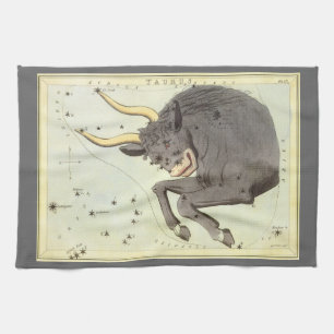 Taurus Bull, Vintage Constellation Urania's Mirror Kitchen Towel