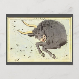 Taurus Bull, Vintage Constellation Urania's Mirror Postcard