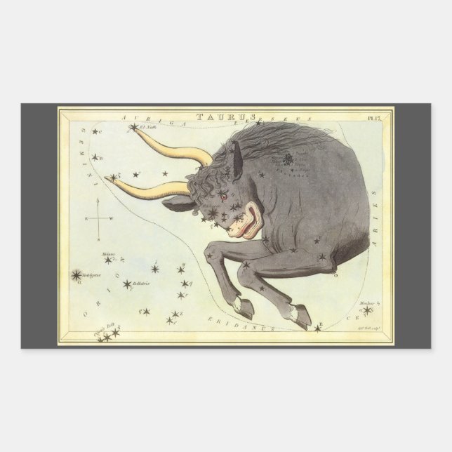 Taurus Bull, Vintage Constellation Urania's Mirror Sticker (Front)