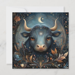Taurus Bull Zodiac Astrology Celestial Birthday Card