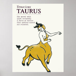Taurus Bull Zodiac Sign Boho Chic Astrology Poster