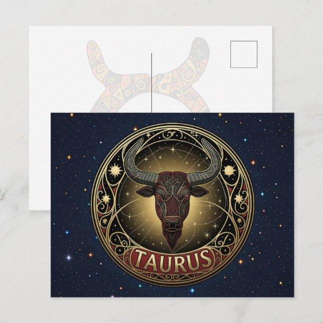 Taurus Bull Zodiac Symbol Postcard (Front/Back)