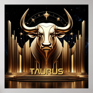 Taurus Bull Zodiac Temple Astrology Gift Poster
