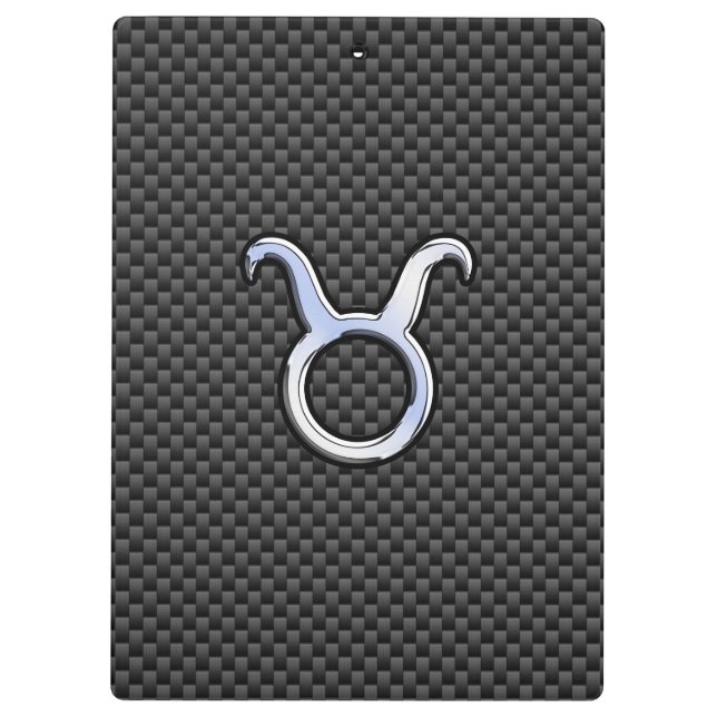 Taurus Chrome Like Zodiac Sign on Carbon Fibre Clipboard (Back)