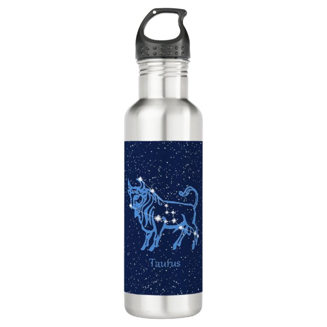 Taurus Constellation and Zodiac Sign with Stars 710 Ml Water Bottle (Front)
