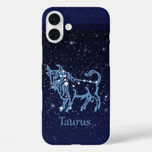 Taurus Constellation and Zodiac Sign with Stars iPhone 16 Plus Case
