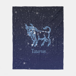 Taurus Constellation and Zodiac Sign with Stars Fleece Blanket