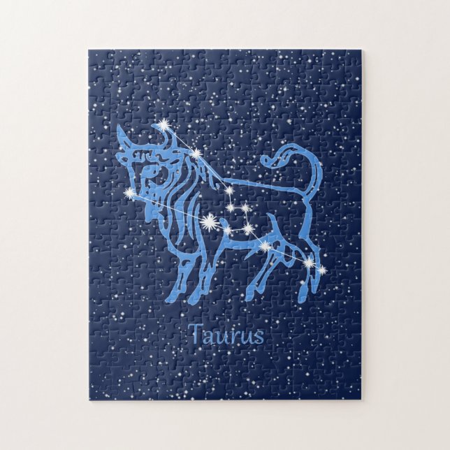 Taurus Constellation and Zodiac Sign with Stars Jigsaw Puzzle (Vertical)