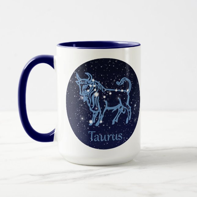 Taurus Constellation and Zodiac Sign with Stars Mug (Left)