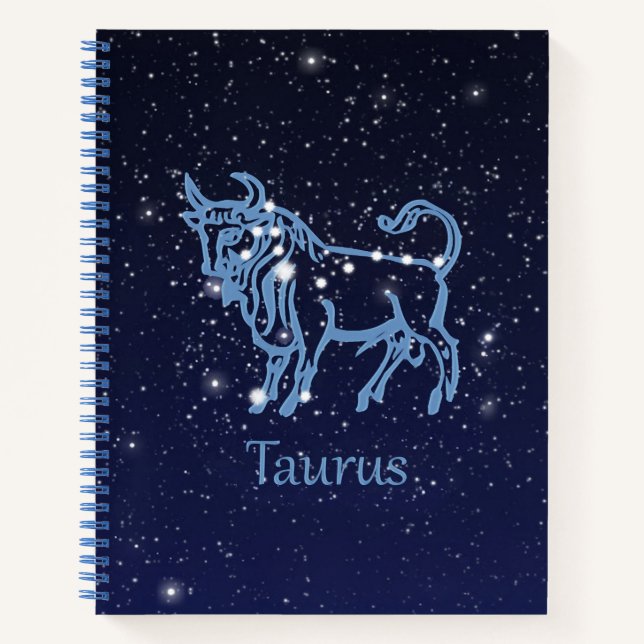 Taurus Constellation and Zodiac Sign with Stars Notebook (Front)