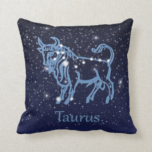 Taurus Constellation and Zodiac Sign with Stars Throw Pillow