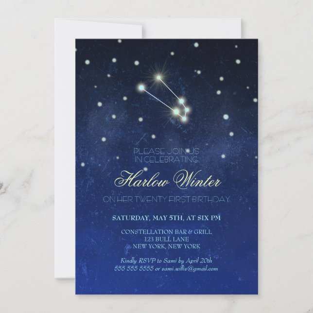 Taurus Constellation Birthday Party Invitation (Front)