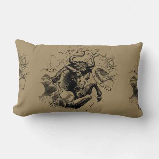 Taurus Constellation Hevelius 1690 Decor Lumbar Pillow (Front)