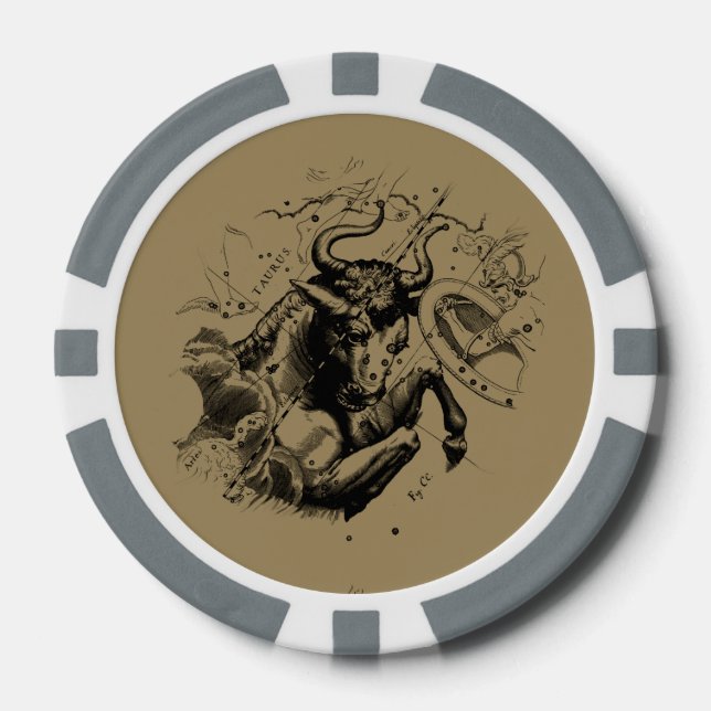 Taurus Constellation Hevelius 1690 Decor Poker Chips (Front)