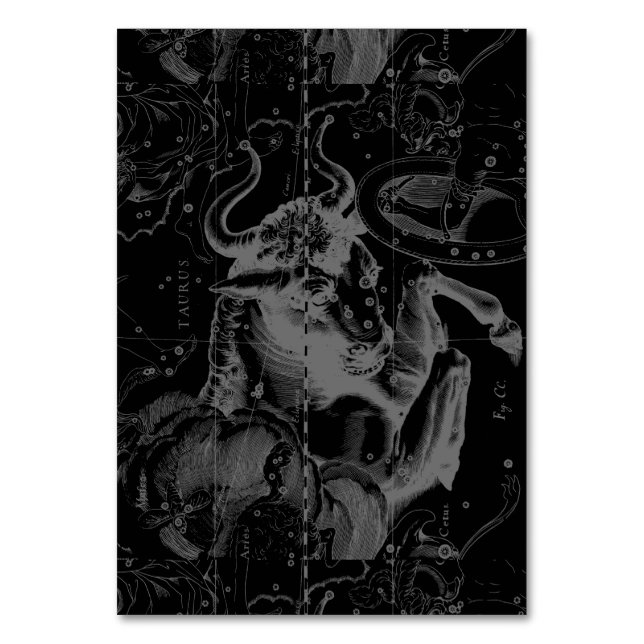 Taurus Constellation Hevelius 1690 Decor Table Number (Front)