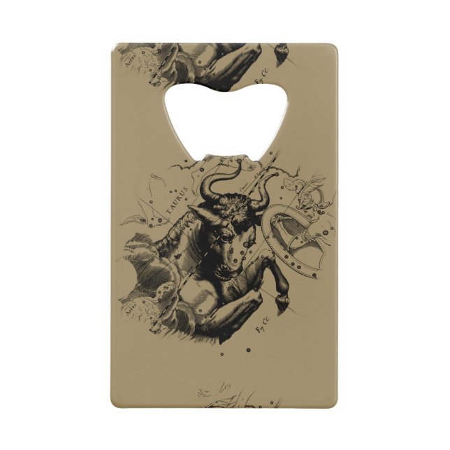 Taurus Constellation Map by Hevelius circa 1690 Credit Card Bottle Opener (Front)