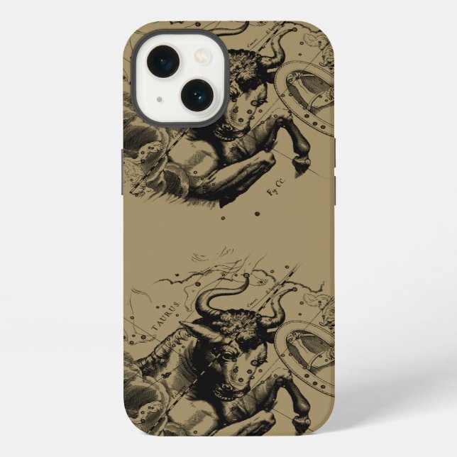 Taurus Constellation Map by Hevelius circa 1690 iPhone Case (Back)