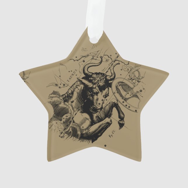 Taurus Constellation Map by Hevelius circa 1690 Ornament (Back)