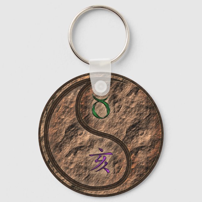 Taurus & Earth Boar Keychain (Front)