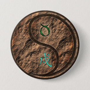 Taurus & Earth Dog 3 Inch Round Button