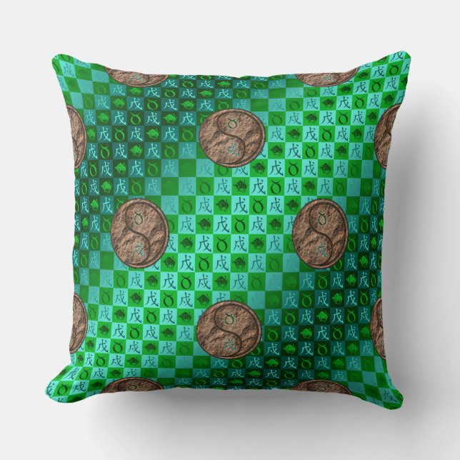 Taurus & Earth Dog Throw Pillow (Front)