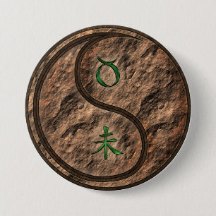 Taurus & Earth Goat 3 Inch Round Button