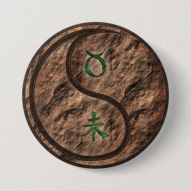 Taurus & Earth Goat 3 Inch Round Button (Front)