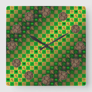 Taurus & Earth Horse Square Wall Clock