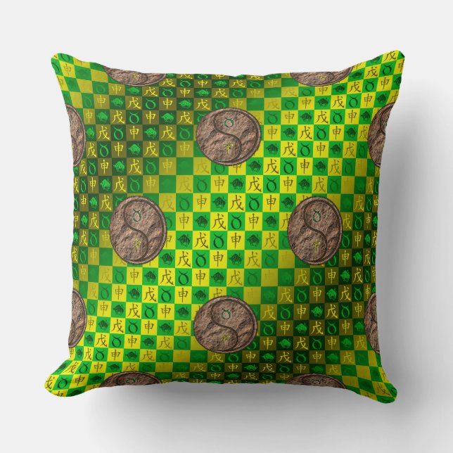 Taurus & Earth Monkey Throw Pillow (Front)