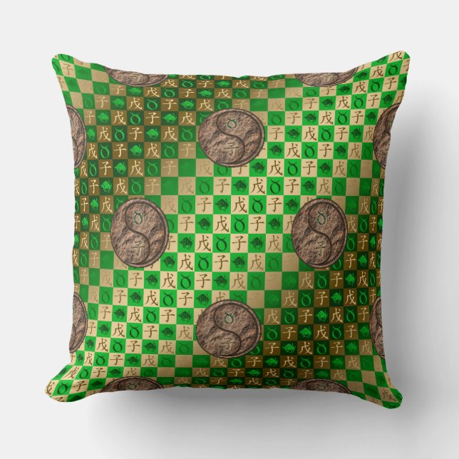 Taurus & Earth Rat Throw Pillow (Front)