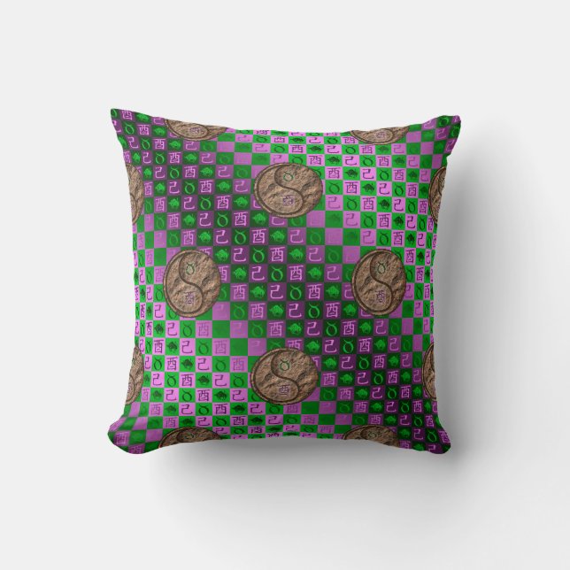 Taurus & Earth Rooster Throw Pillow (Front)
