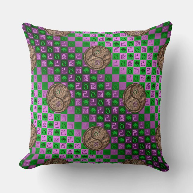 Taurus & Earth Rooster Throw Pillow (Front)