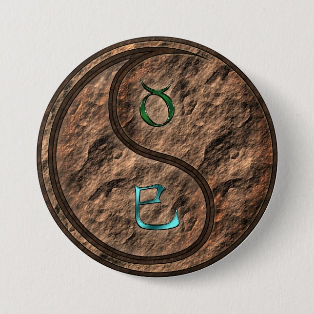 Taurus & Earth Snake 3 Inch Round Button (Front)