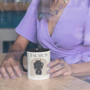 Taurus Feminine Zodiac Design Brown Black 15 OZ Mug