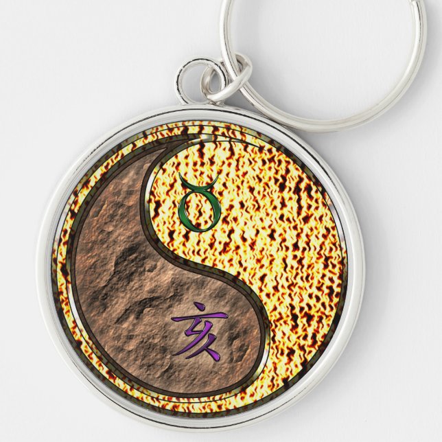 Taurus & Fire Boar Keychain (Front)