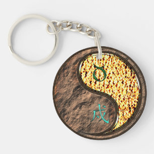 Taurus & Fire Dog Keychain