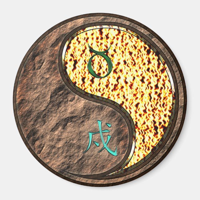 Taurus & Fire Dog Magnet (Front)