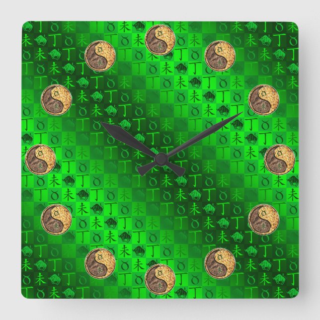 Taurus & Fire Goat Square Wall Clock (Front)