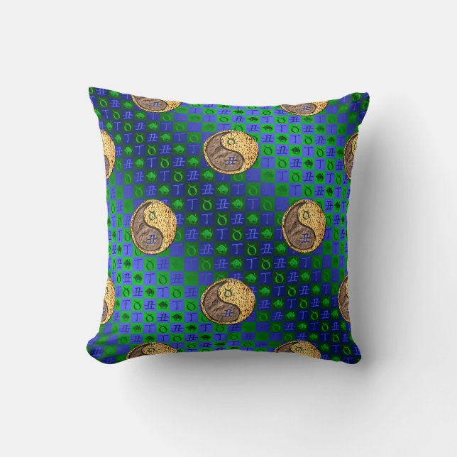 Taurus & Fire Ox Throw Pillow (Front)