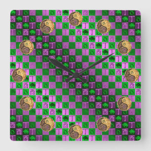 Taurus & Fire Rooster Square Wall Clock
