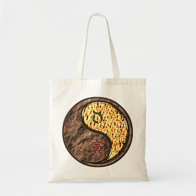 Taurus & Fire Tiger Tote Bag (Front)