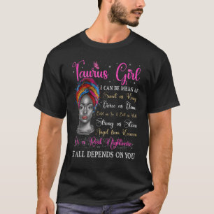Taurus Girl Black Queen Zodiac Birthday Afro Natur T-Shirt