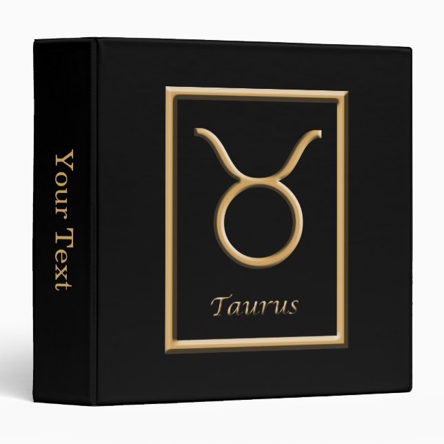 Taurus Gold Symbol Black Avery Binder (Front/Spine)