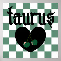 Taurus Gothic Aesthetic Chequered Cherry Art