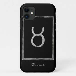 Taurus hammered silver stylized astrology star iPhone 11 case